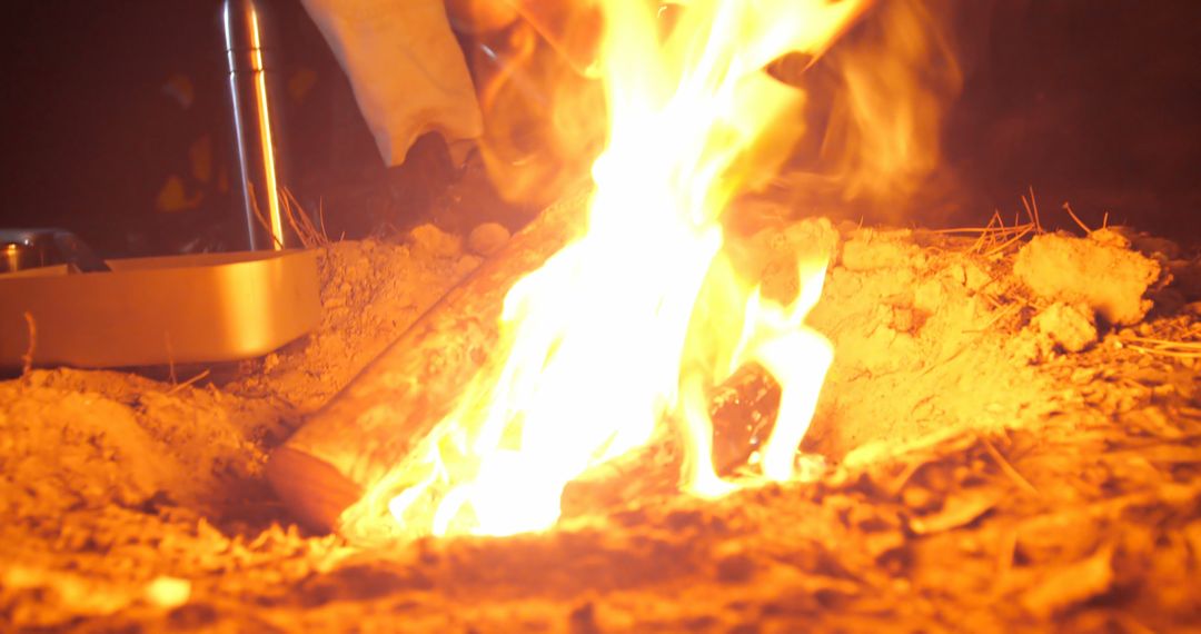 Closeup of Campfire Burning Brightly at Night - Free Images, Stock Photos and Pictures on Pikwizard.com