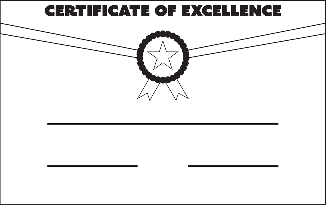 Transparent Background Certificate of Excellence with Star Badge Illustration