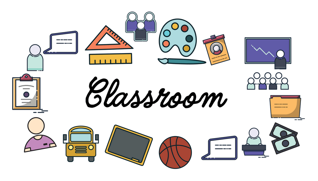 Transparent Education Icons Illustration for Classroom Concepts