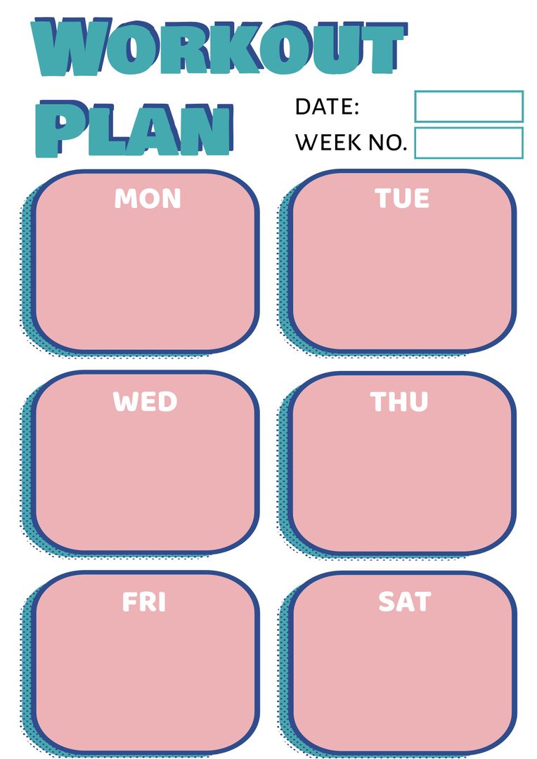 Weekly Workout Planner Layout with Colorful Design - Download Free Stock Templates Pikwizard.com