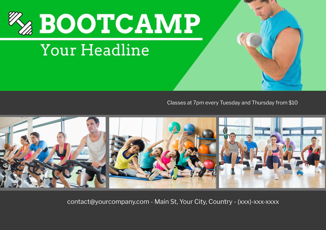 Bootcamp Training Promotion Featuring Energetic Workout Sessions - Download Free Stock Templates Pikwizard.com