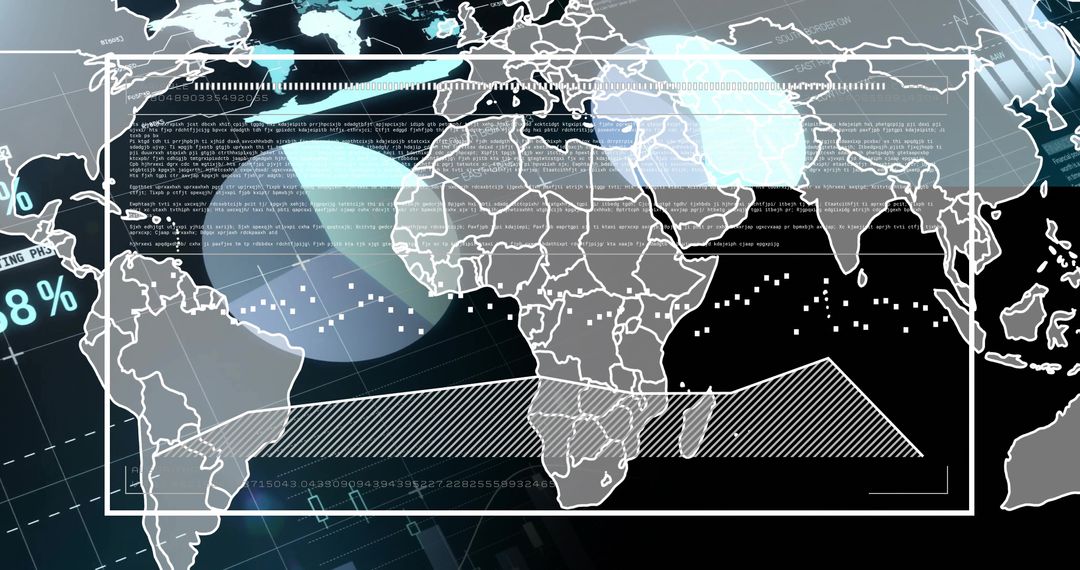 Global Data Visualization Dashboard Displaying World Map with Infographic Overlays
