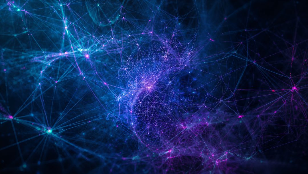 Vibrant Network of Glowing Nodes in Digital Space