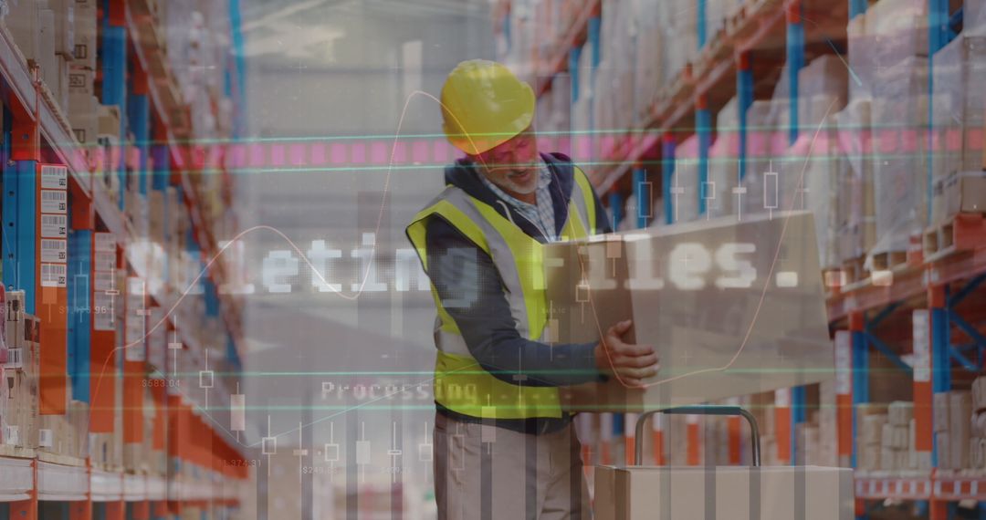 Warehouse Worker in Pain with Digital Overlay Concerns