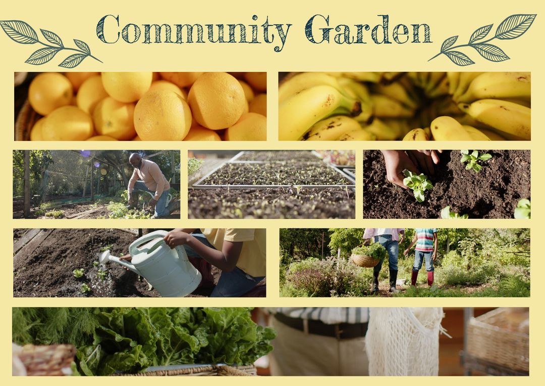 Fresh Produce and Gardening Activities in Community Garden - Download Free Stock Templates Pikwizard.com