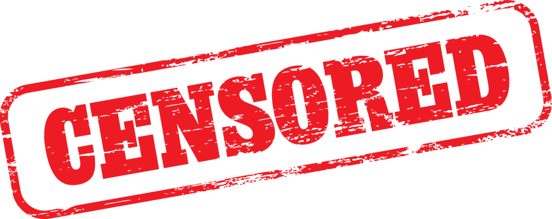 Red Censored Stamp with Grunge Effect on Transparent Background