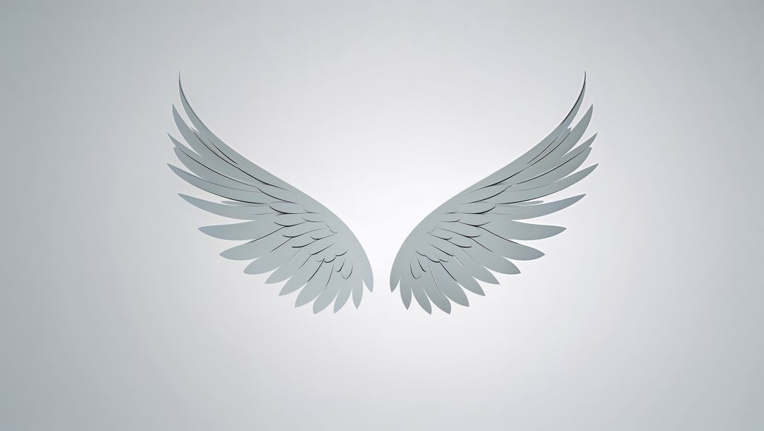 Stylized metallic angel wings symbolizing freedom and creativity
