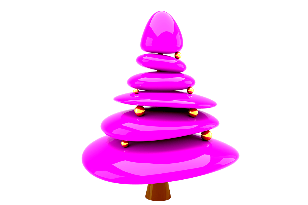 Pink Glossy Christmas Tree on Transparent