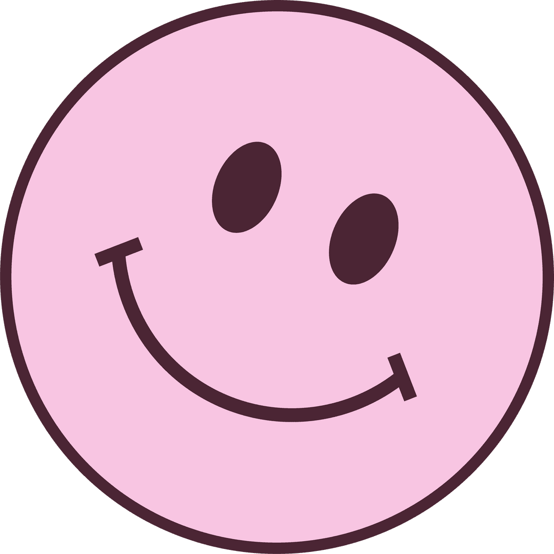 Minimalist Pink Smiley Emoticon on Transparent Background