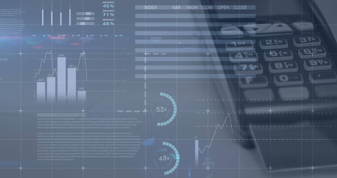 Abstract Financial Data and Credit Card Machine Concept