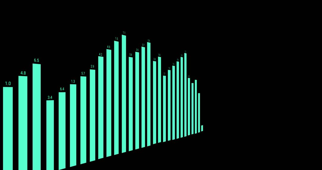 3D Blue Bar Graph on Black Background Visualizing Data Trends