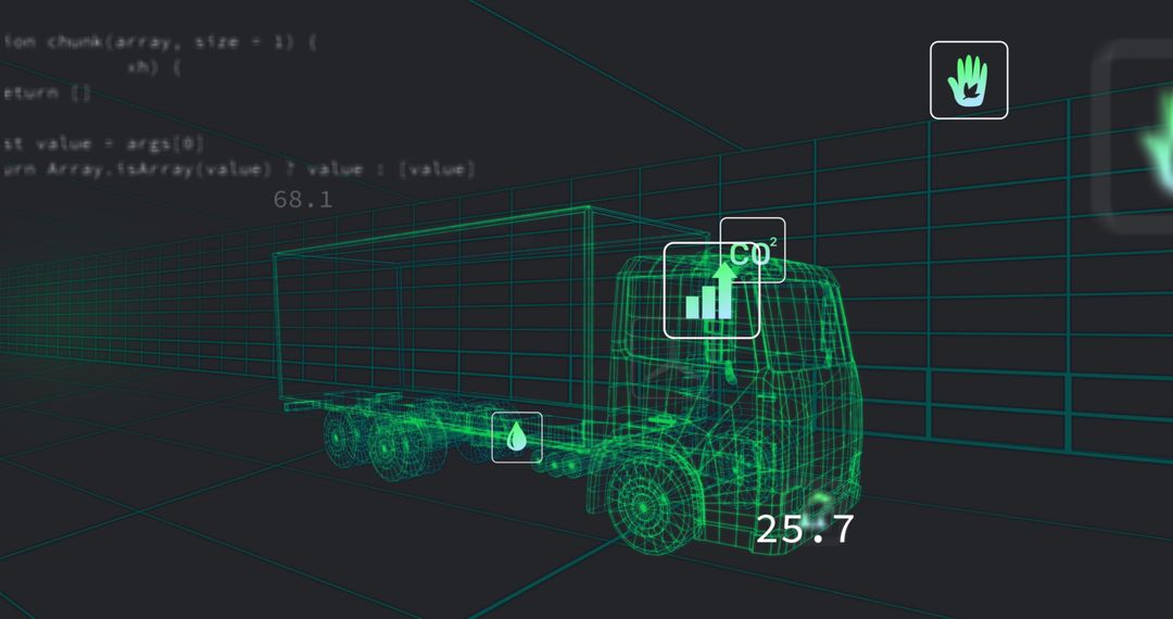 Digital Truck Interface with Data Processing Visuals on 3D Model - Free Images, Stock Photos and Pictures on Pikwizard.com