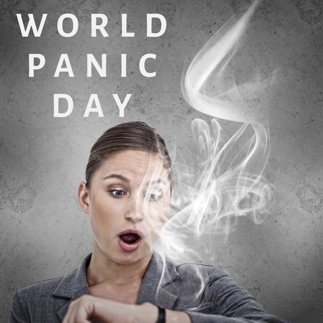 World Panic Day Awareness Concept with Anxious Businesswoman