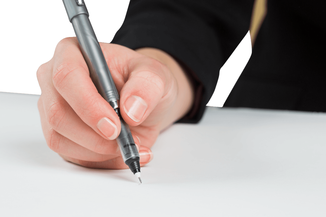 Transparent Background Businesswoman Holding Pen Writing