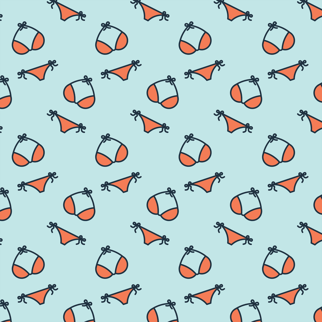 Colorful Bikini Pattern on Transparent Background