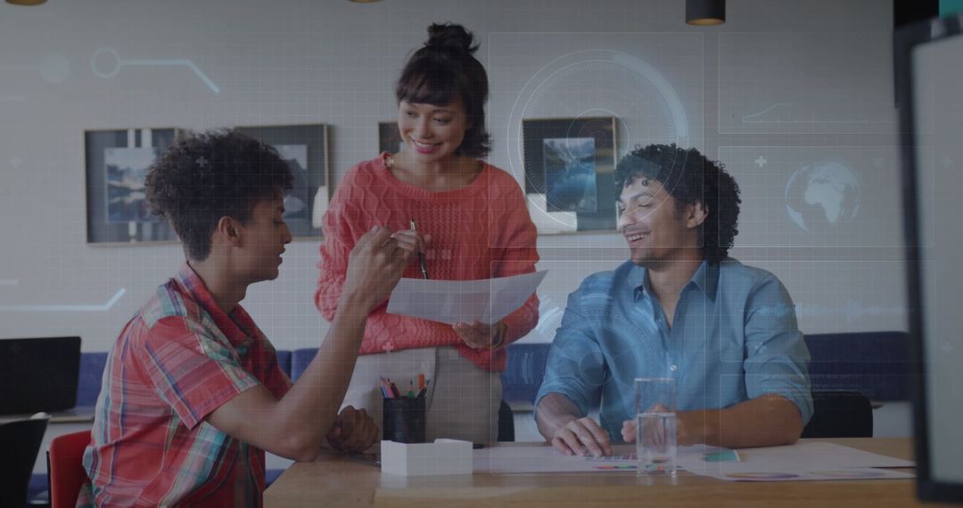 Creative Professionals Collaborating with Technology Overlay