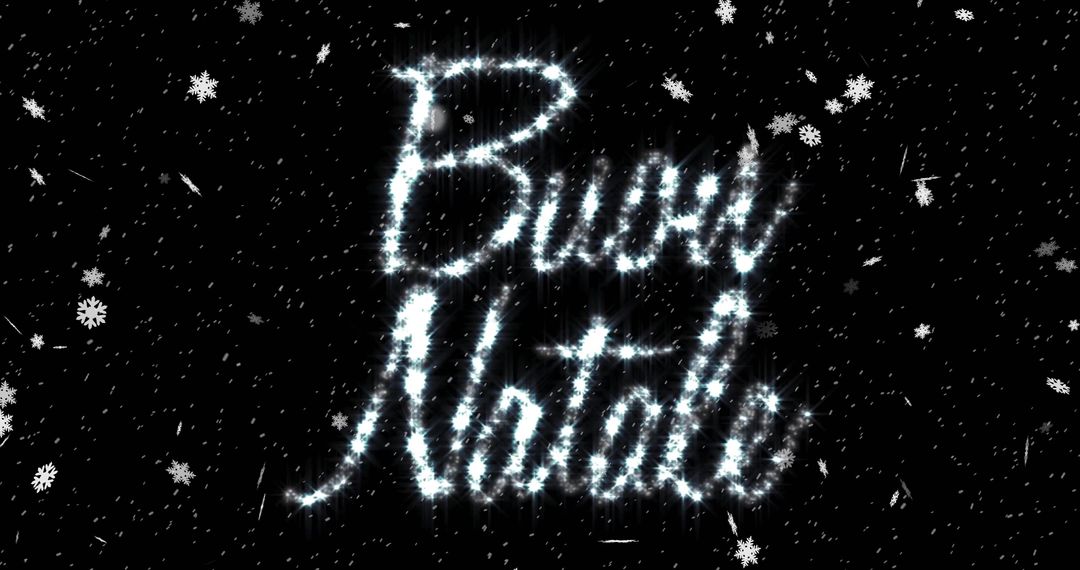 Buon Natale Sparkling Text with Falling Snowflakes
