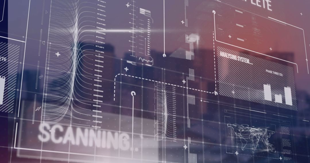 Futuristic HUD Interface with Scanning and Data Analysis