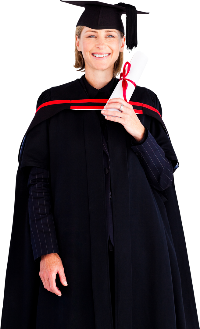 Smiling Graduate Holding Diploma on Transparent Background Celebrating Achievement - Download Free Stock Images Pikwizard.com