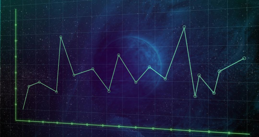 Abstract Space-Themed Line Graph with Starry Grid
