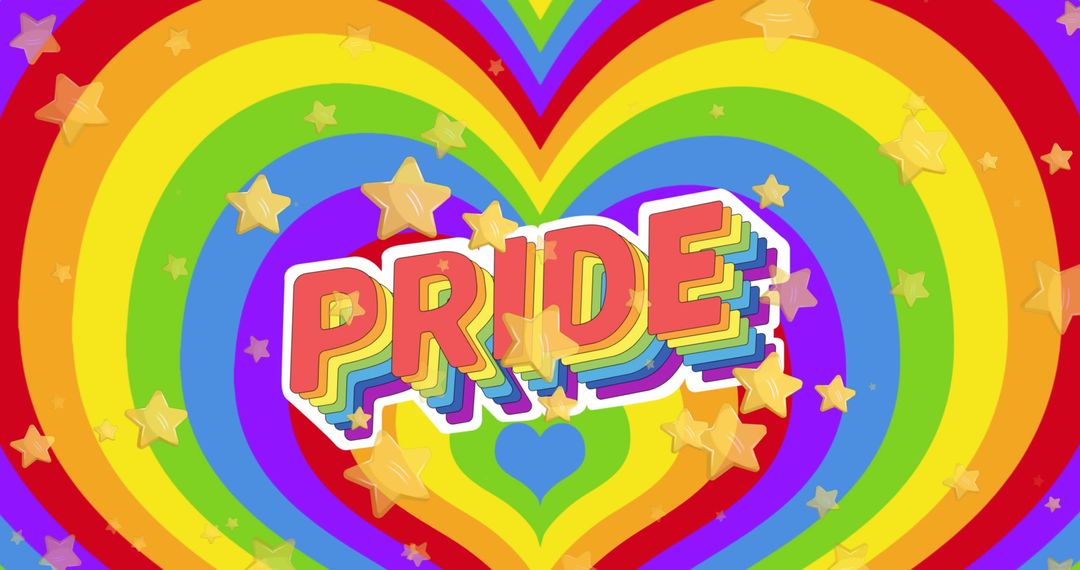 Vibrant Rainbow Pride Heart with Stars Illustration