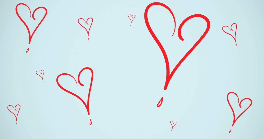 Red Heart Icon Pattern on Light Green Background