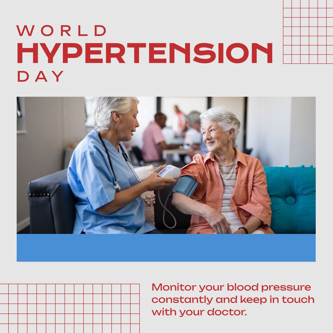 Healthcare Professional Taking Senior Patient's Blood Pressure, Hypertension Awareness