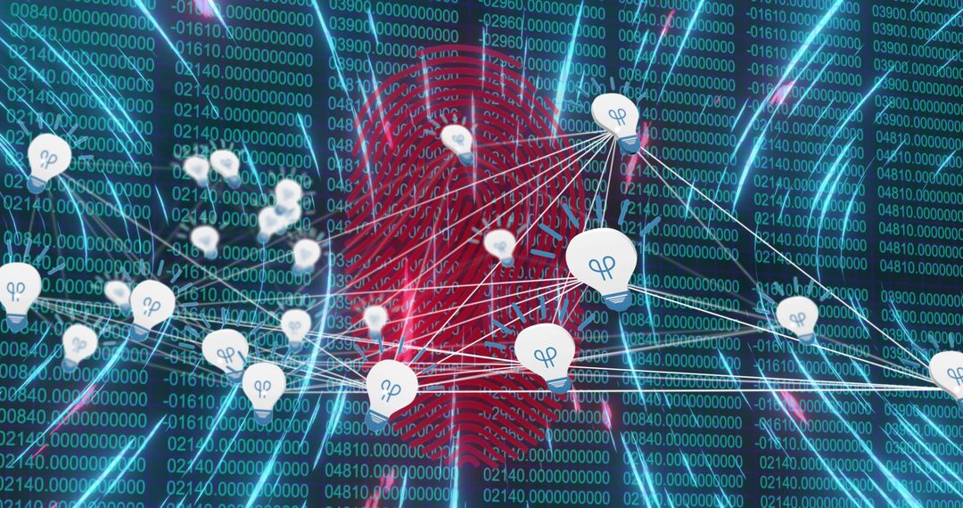 Cybersecurity Concept with Fingerprint and Digital Connections