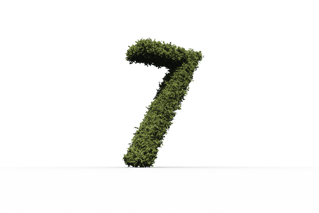 Grass-Covered Number 7 on Transparent Background Vector
