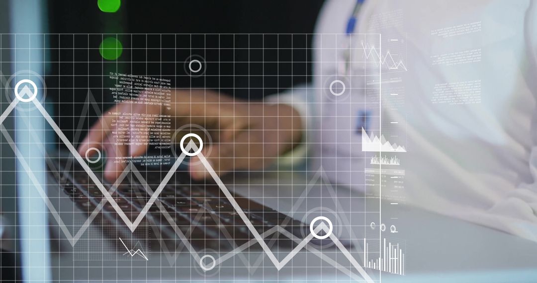 Business Professional Using Laptop with Data Visualizations