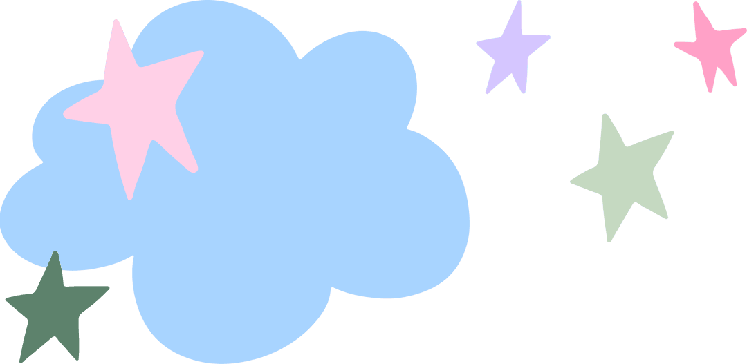 Pastel Blue Cloud and Stars on Transparent Dreamy Background