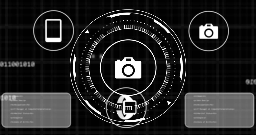 Futuristic Data Analysis Interface with Digital Elements
