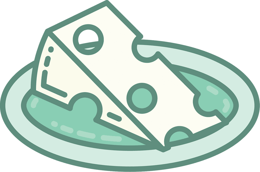 Cartoon Cheese on Plate Illustration with Transparent Background