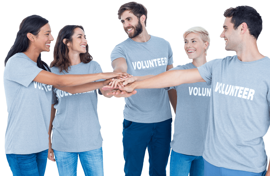 Diverse Volunteers Team Up on Transparent Background