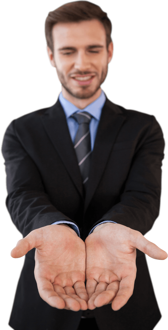 Transparent Businessman Offering Assistance Gesture