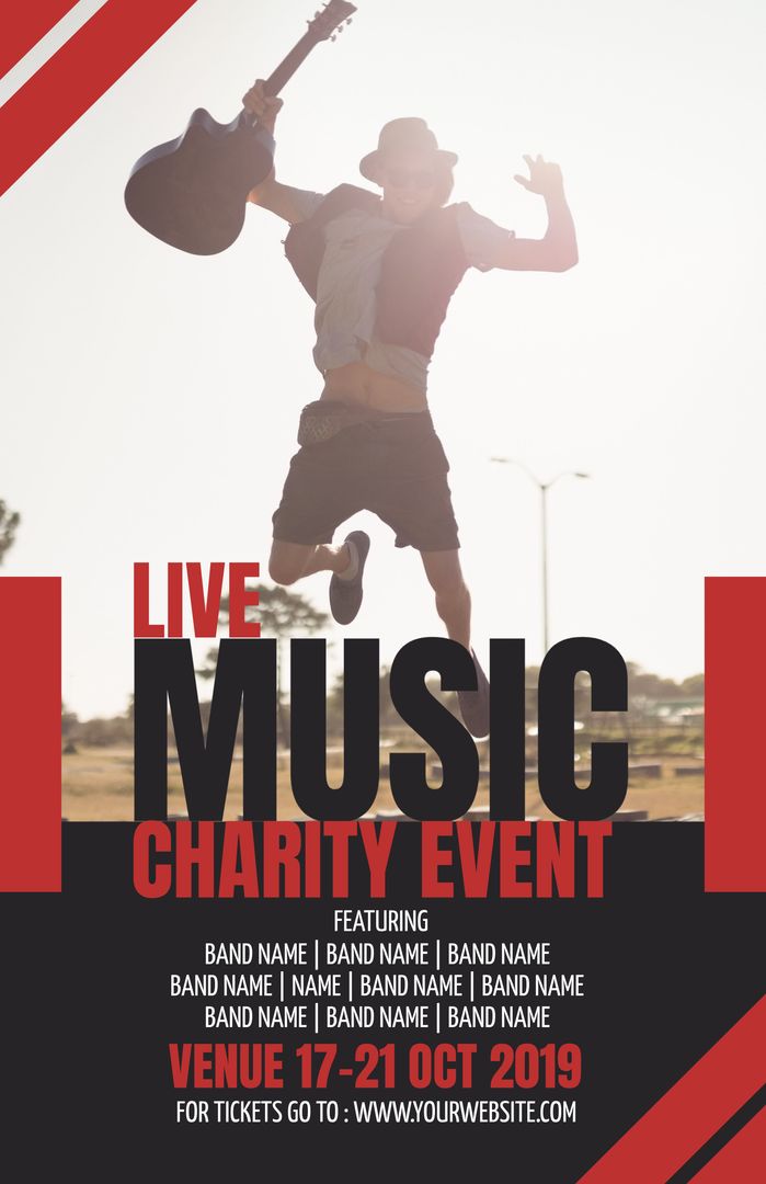 Energetic Template Boosting Live Music Charity Events - Download Free Stock Templates Pikwizard.com