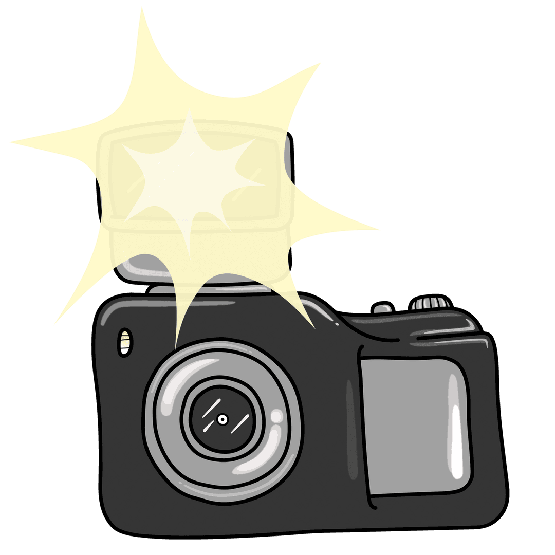 Cartoon-Style Digital Camera Flash on Transparent Background