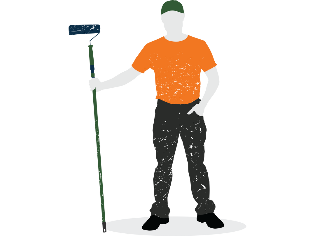 Worker Man with Paint Roller Standing - Transparent Background - Download Free Stock Images Pikwizard.com