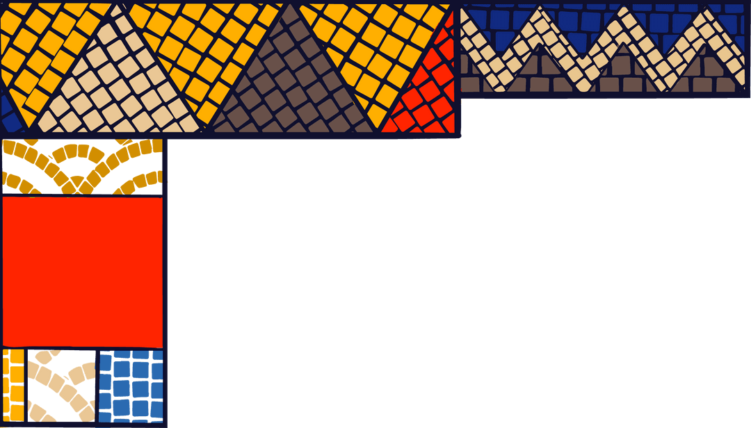Abstract L-Shaped Mosaic with Tile Motifs on Transparent Background