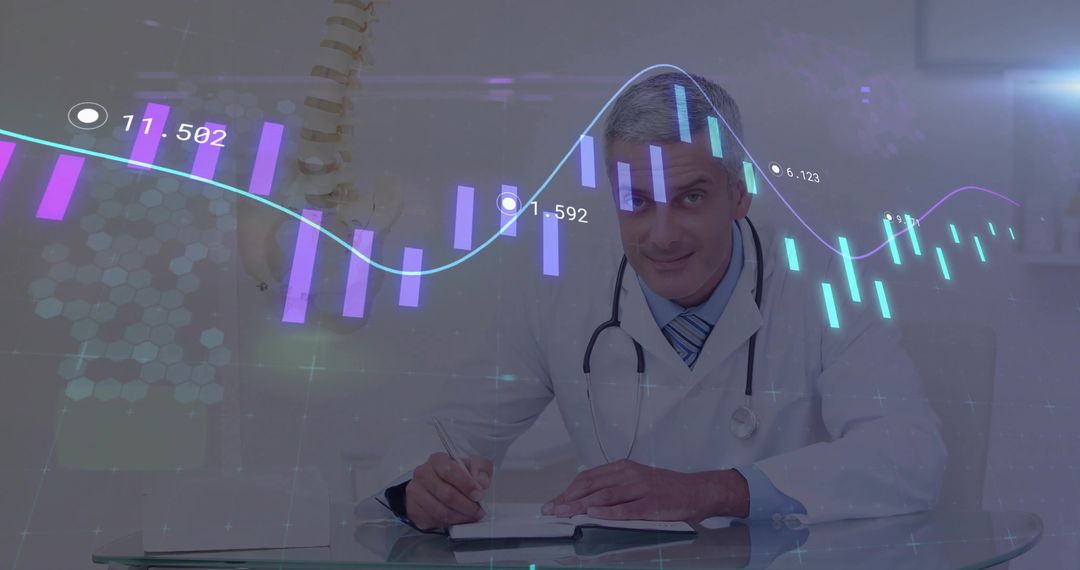 Doctor Analyzing Medical Data with Innovation in Diagnostics