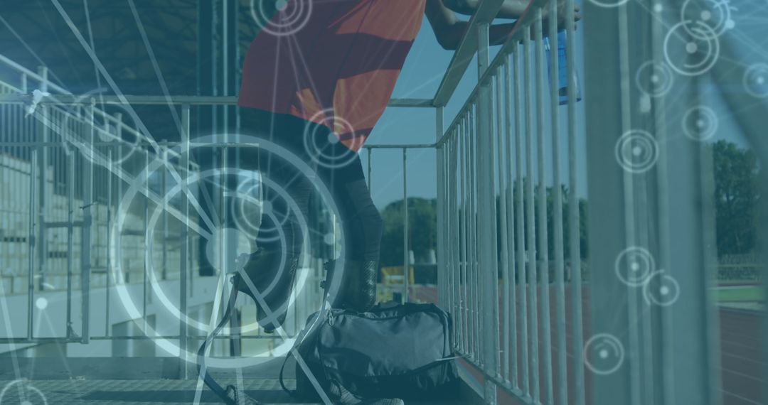 Disabled Athlete Prerace Preparation with Digital Overlay Concept