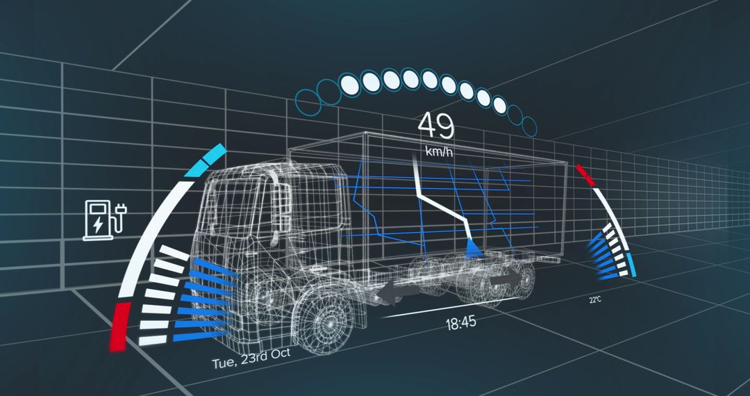 Futuristic Electric Truck Project with Digital Speedometer Interface - Free Images, Stock Photos and Pictures on Pikwizard.com