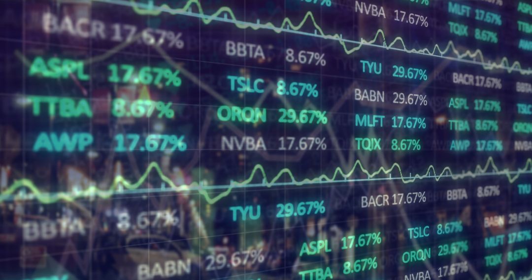 Dynamic Stock Market Display Amid City Lights