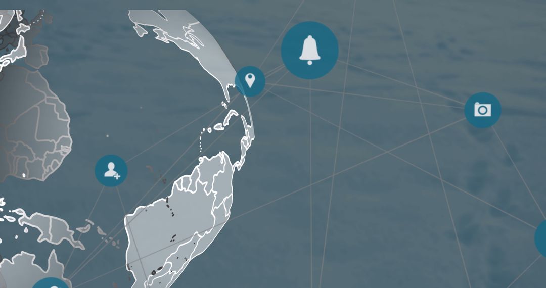 Digital Icons and Global Connectivity on Spinning Globe