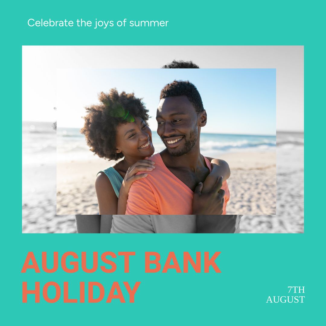 Joyful African American Couple Enjoying Beach on August Bank Holiday