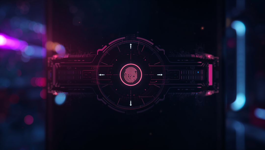 Futuristic Fingerprint Scanner With Neon Interface HUD