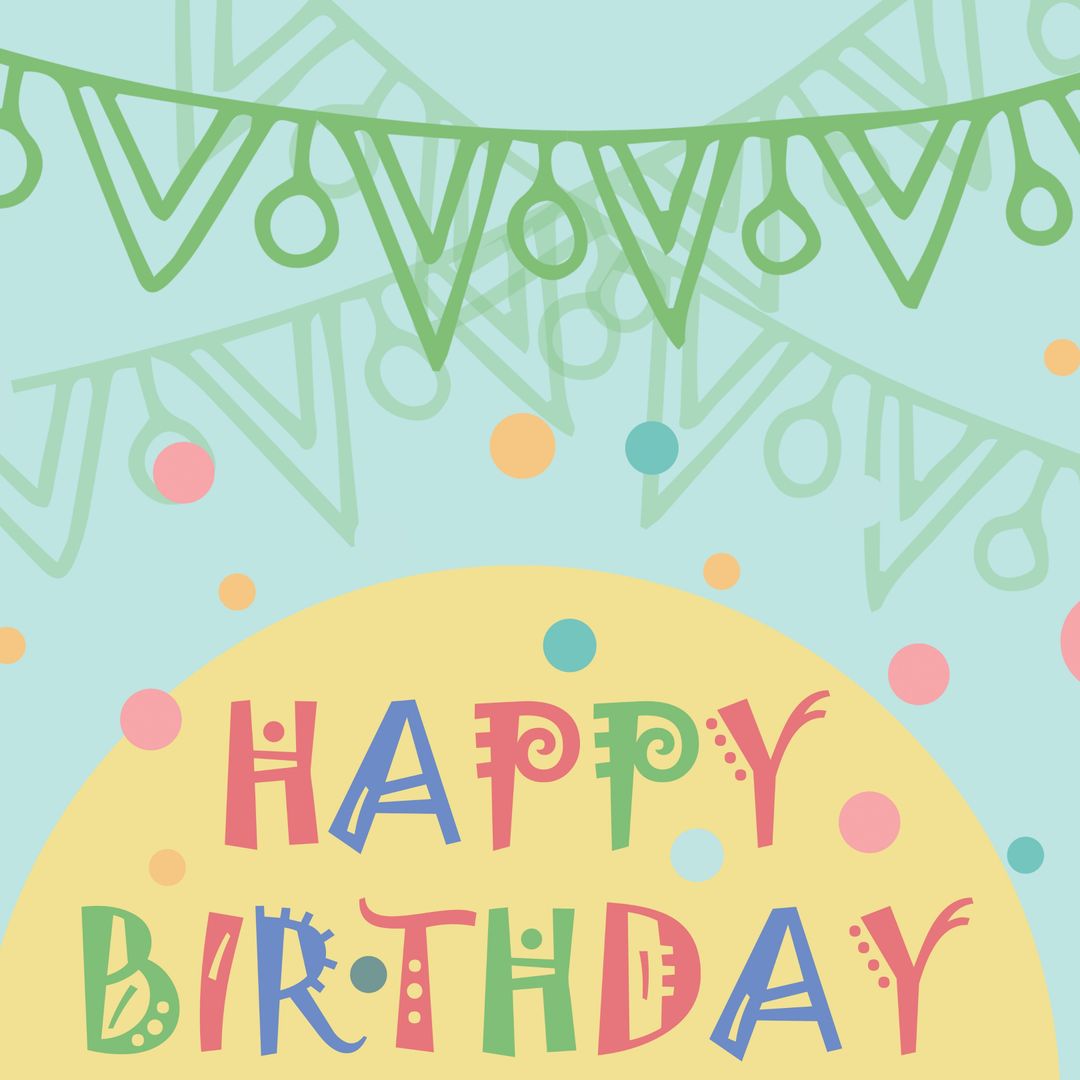 Colorful Birthday Greeting Card with Festive Bunting and Confetti - Download Free Stock Templates Pikwizard.com