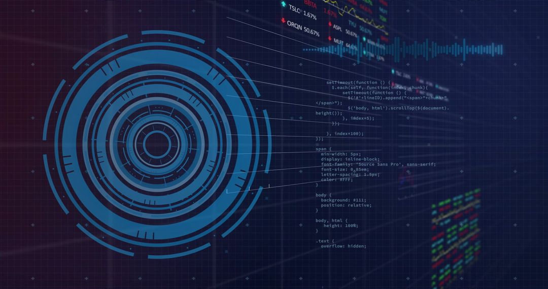 Futuristic Financial Data Processing Visualization with Digital Elements