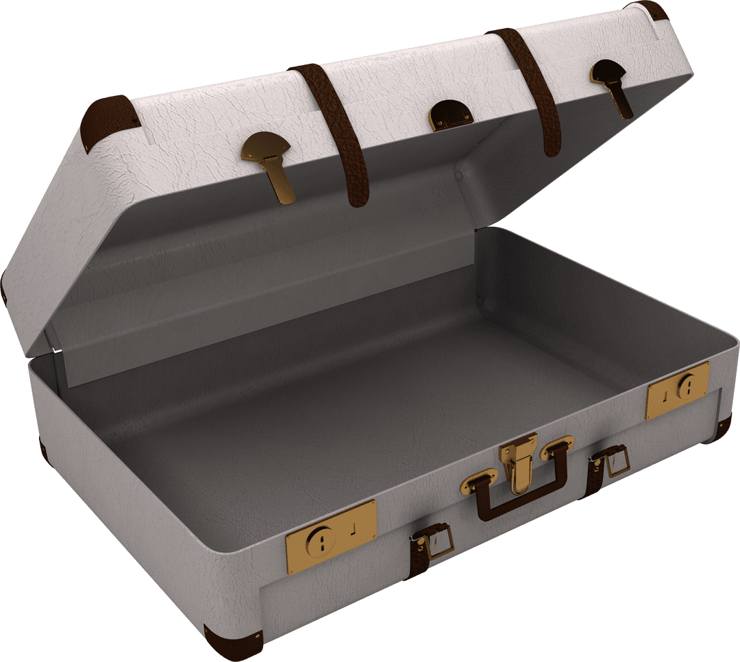 Open Transparent Suitcase for Travel Adventure Preparation Concept