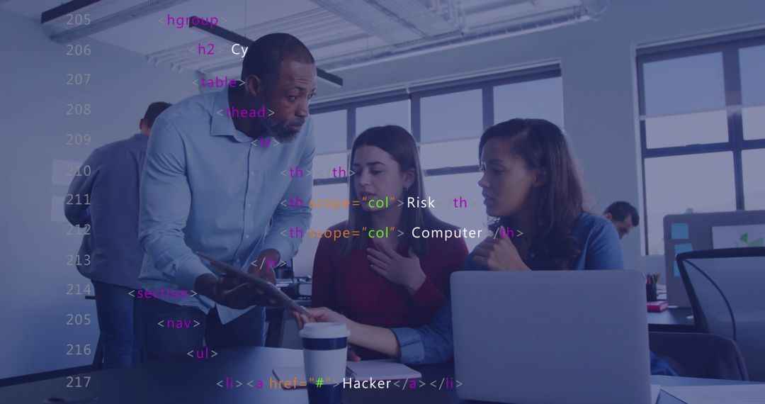 Diverse Team Analyzing Financial Data on Digital Device